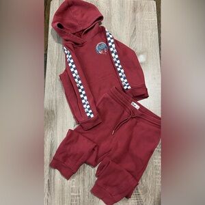 Red Joggers with Checkered Side Stripes